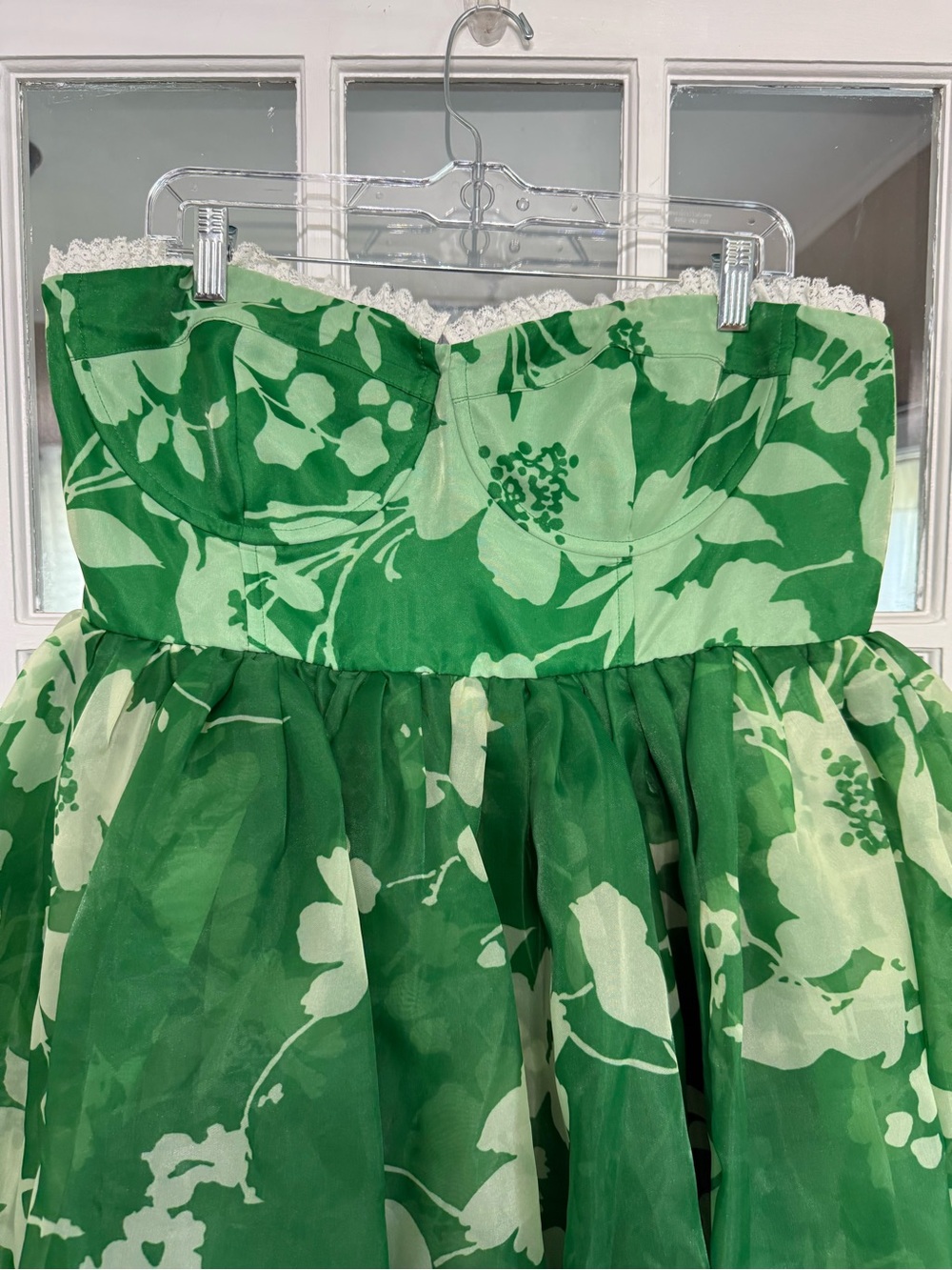 Anthropologie Selkie Floral Corset Dress Puff Hem Green Tea Party Size XL NWT - Picture 6 of 13